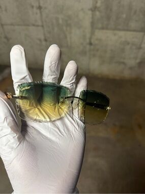 Cartier Rimless Sunglasses with Green to Yellow Gradient Lenses